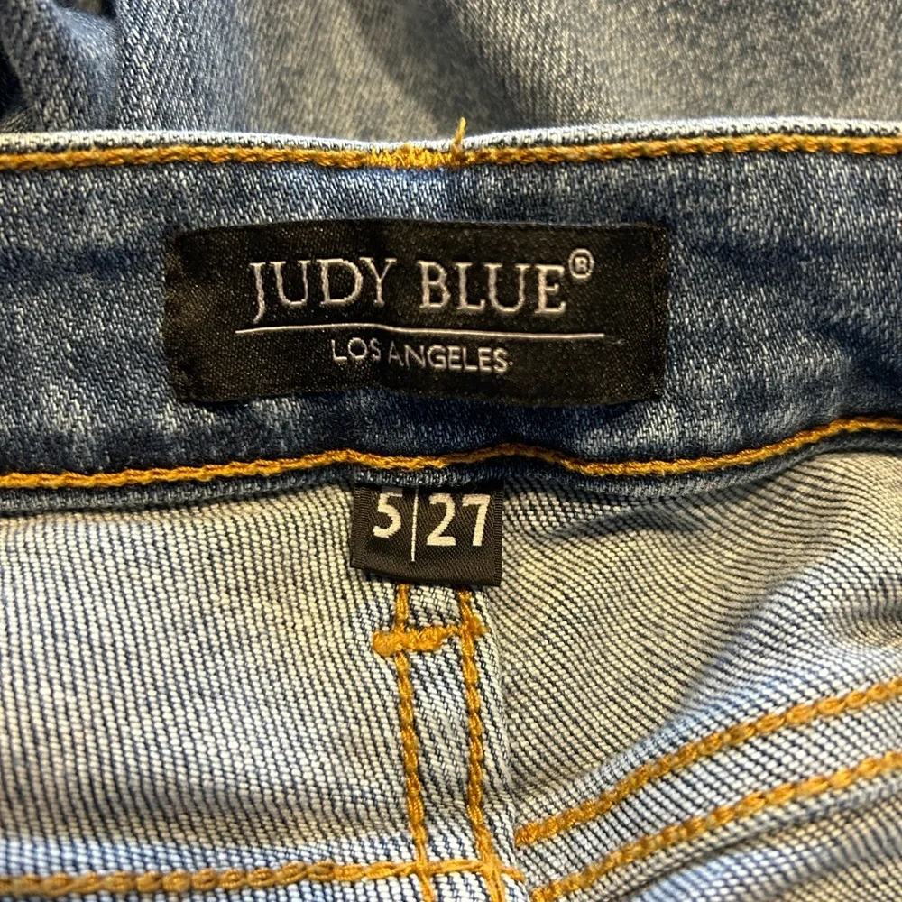 Judy Blue Los Angeles Shark Bite‎ Raw Hem Denim Jeans 5/27 Mid Rise - Picture 6 of 9